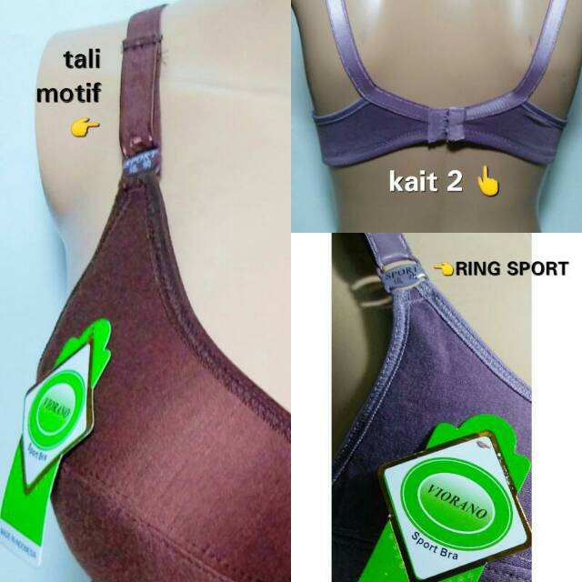 BIG SALE Termurah Bh Wanita Sport Bra Viorano Tanpa Kawat Size 34-46 / Bra Wanita Katun Adem Kait 2