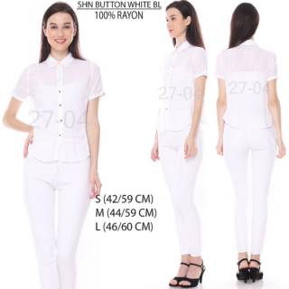  CB Baju Wanita Branded  SHANNY Button White Blouse 