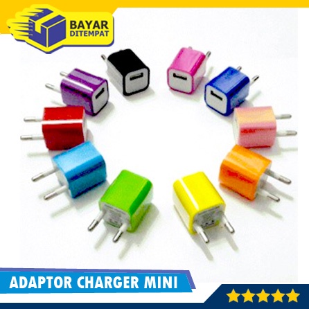 Adaptor Charger Mini Warna Warni Untuk Powerbank MP3 MP4 HP Lampu [MG15]