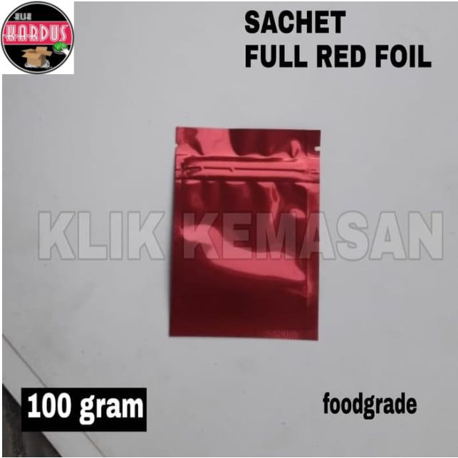 SACHET RED FOIL 100 GRAM WITH ZIPPER GLOSSY