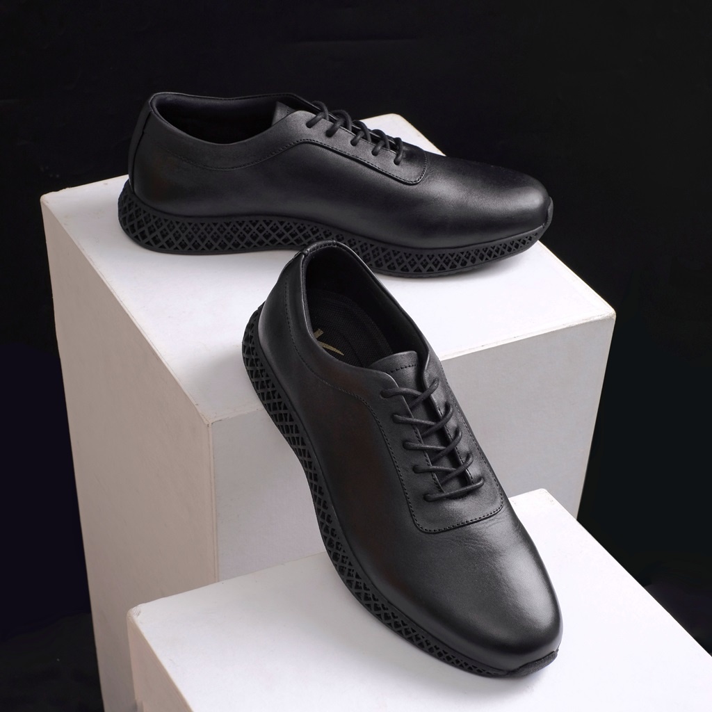 NEIL SERIES ORIGINAL x KENZIOS Sepatu Kulit Sapi Asli Full Hitam Pria Formal Pantofel Kerja Kantor Dinas Resmi Guru PNS Kantoran Pesta Undangan Kondangan Nikah Semi Casual Modern Oxford Genuine Leather Footwear Big Size Jumbo Ukuran Besar 44 Keren Branded