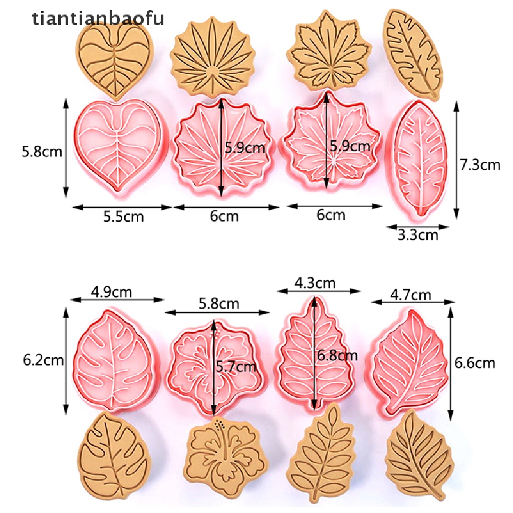 8pcs Cetakan Pemotong Kue / Biskuit / Fondant Bentuk Daun