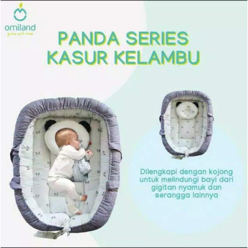 [2 kg] Omiland Kasur Bayi Serut + Kelambu Kojong (Bisa Dilepas) + Extra Perlak Series Panda - OYK 1141 / Alpaca OB41204