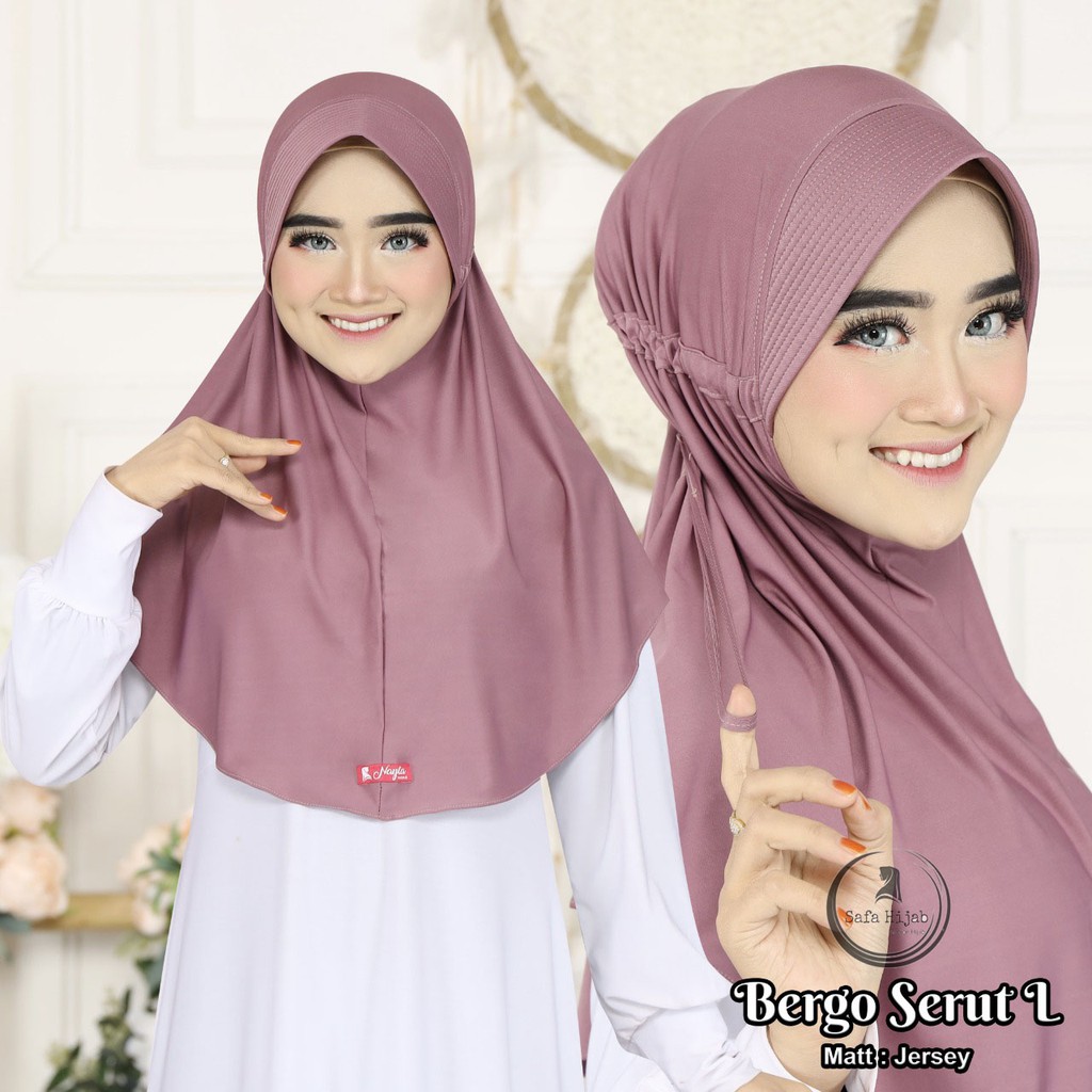 Bergo Serut JOKOWI Kerudung Instan Bergo Serut L, XL Hijab Bergo serut jersey Termurah Safa Hijab