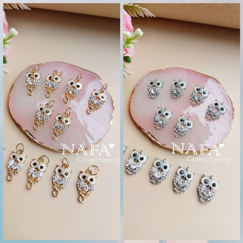 (1pcs) Charm Konektor Owl