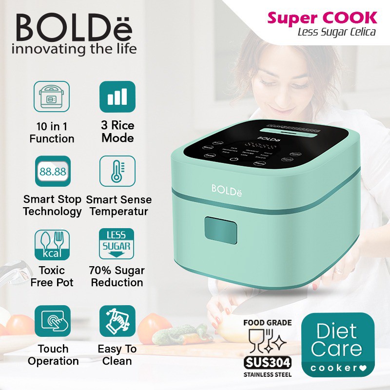 BOLDe Super COOK low carbo Less Sugar Celica Rice Cooker 1.2 Liter Garansi 1 tahun