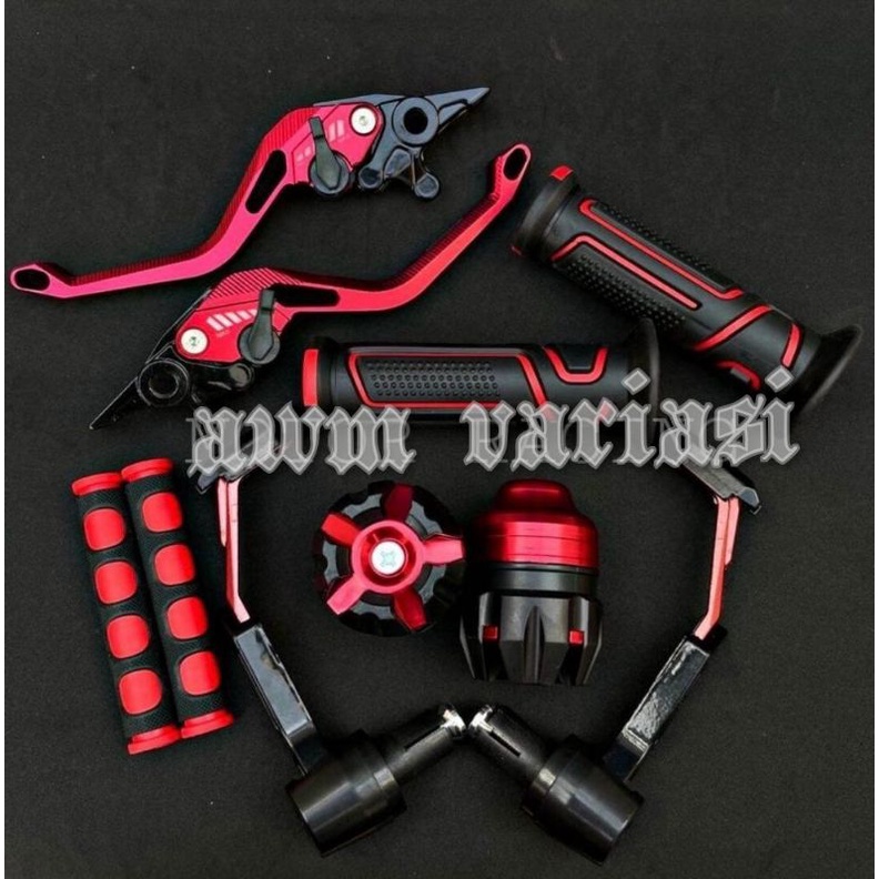 PAKET VARIASI 5 ITEM HANDLE CNC STELAN + HANDGRIP ROBOT + JALU AS + KARET HANDLE COCOK SEMUA MOTOR