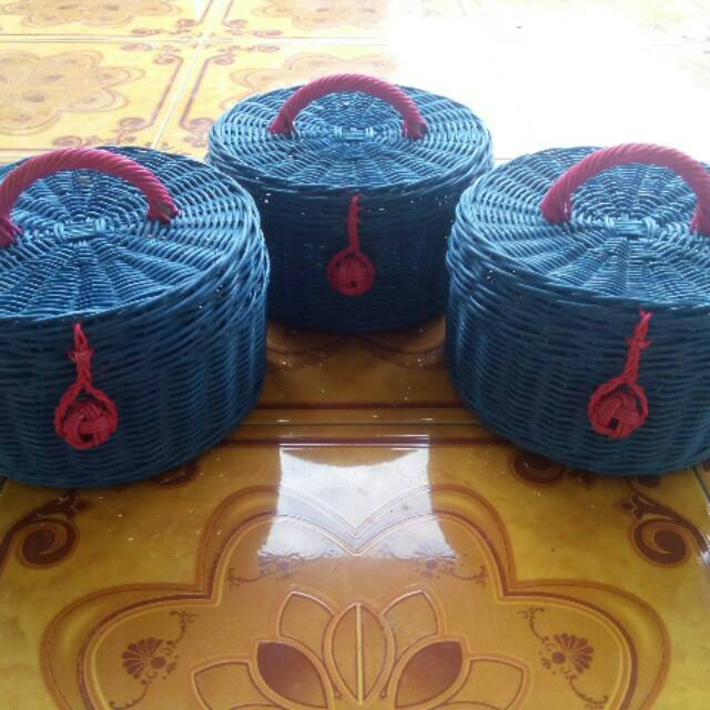 SONI - Keranjang Rotan KOPER BULAT Warna Souvenir Hampers Baby One Month Siraman Murah (20x20x12)