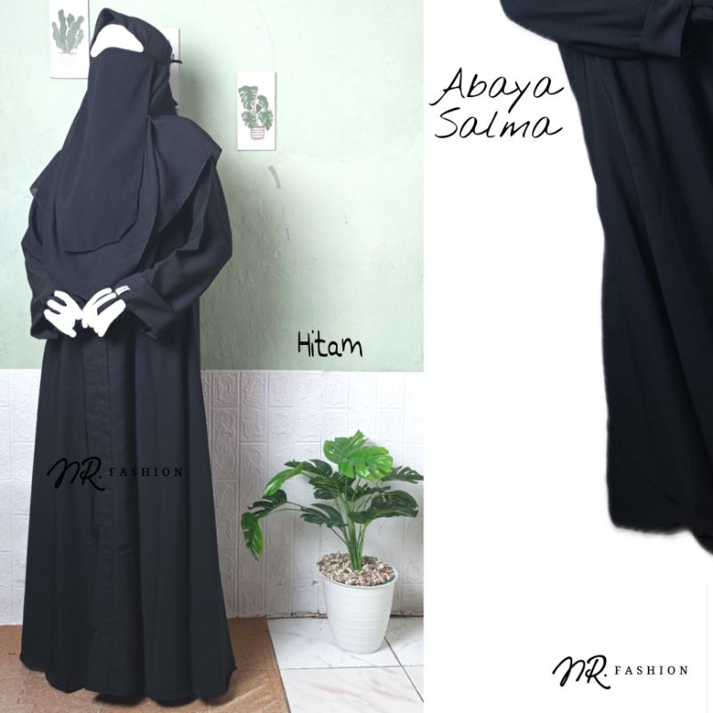 Abaya Salma Gamis Syari Muslimah Original Woolpeach Luxury Dress Exclusive-Hitam