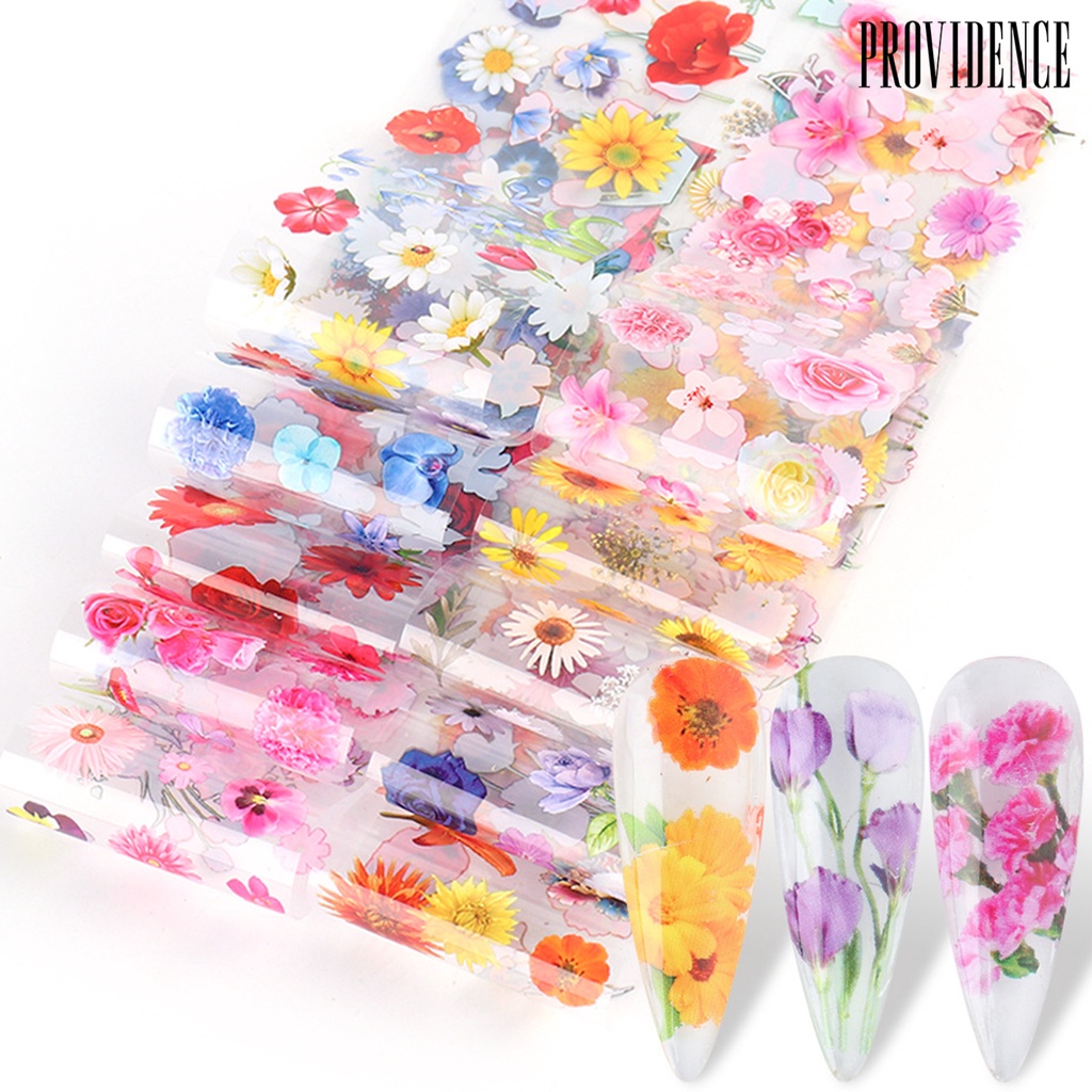 Providence 10Pcs Women Long Lasting Shiny Flowers Manicure Decor Starry Sky Transfer Nail Art Sticker for Daily Life