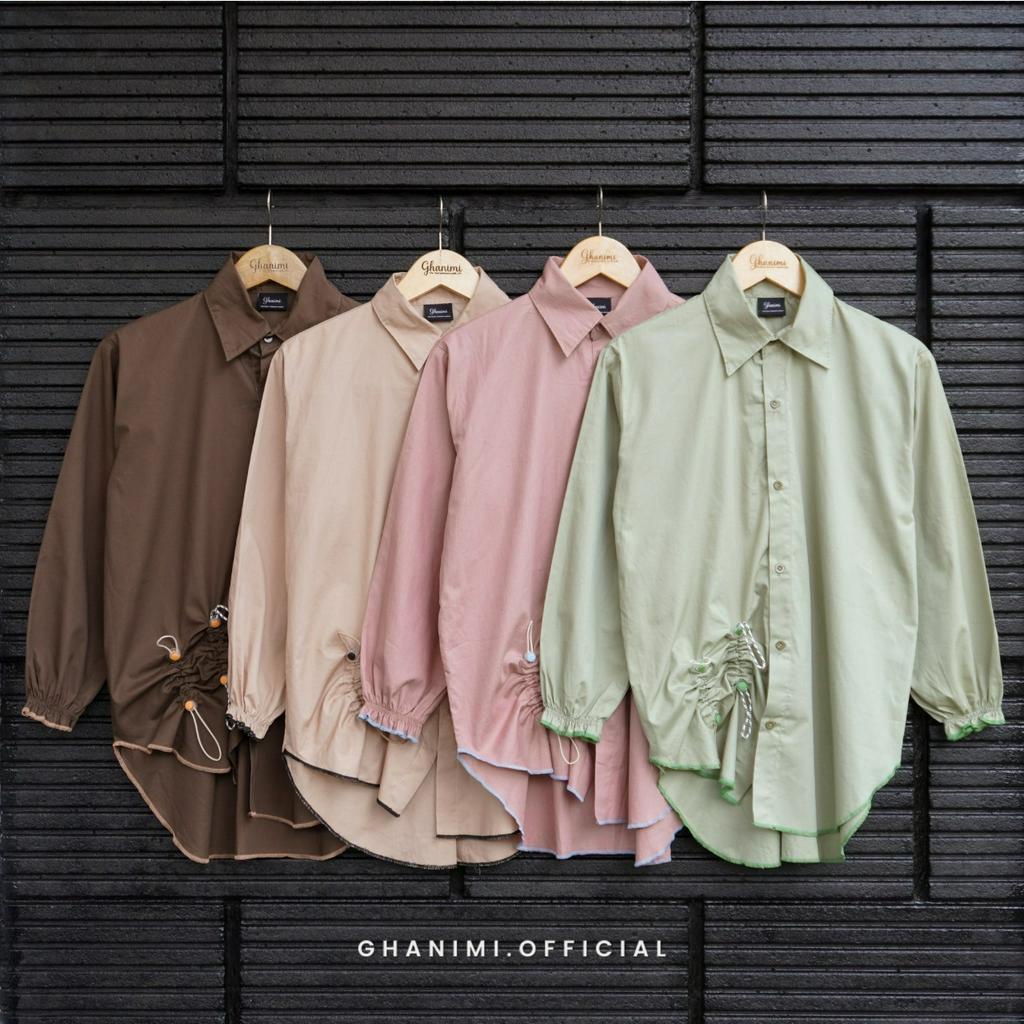 Ghanimi - Lucy Shirt / Kemeja Polos Unik / Kemeja Kerja / Atasan Kerja / Baju Kerja / Kemeja Polos / Kemeja Casual Formal / Kemeja Timeless / Kemeja Unik / Kemeja Serut / Kemeja Katun