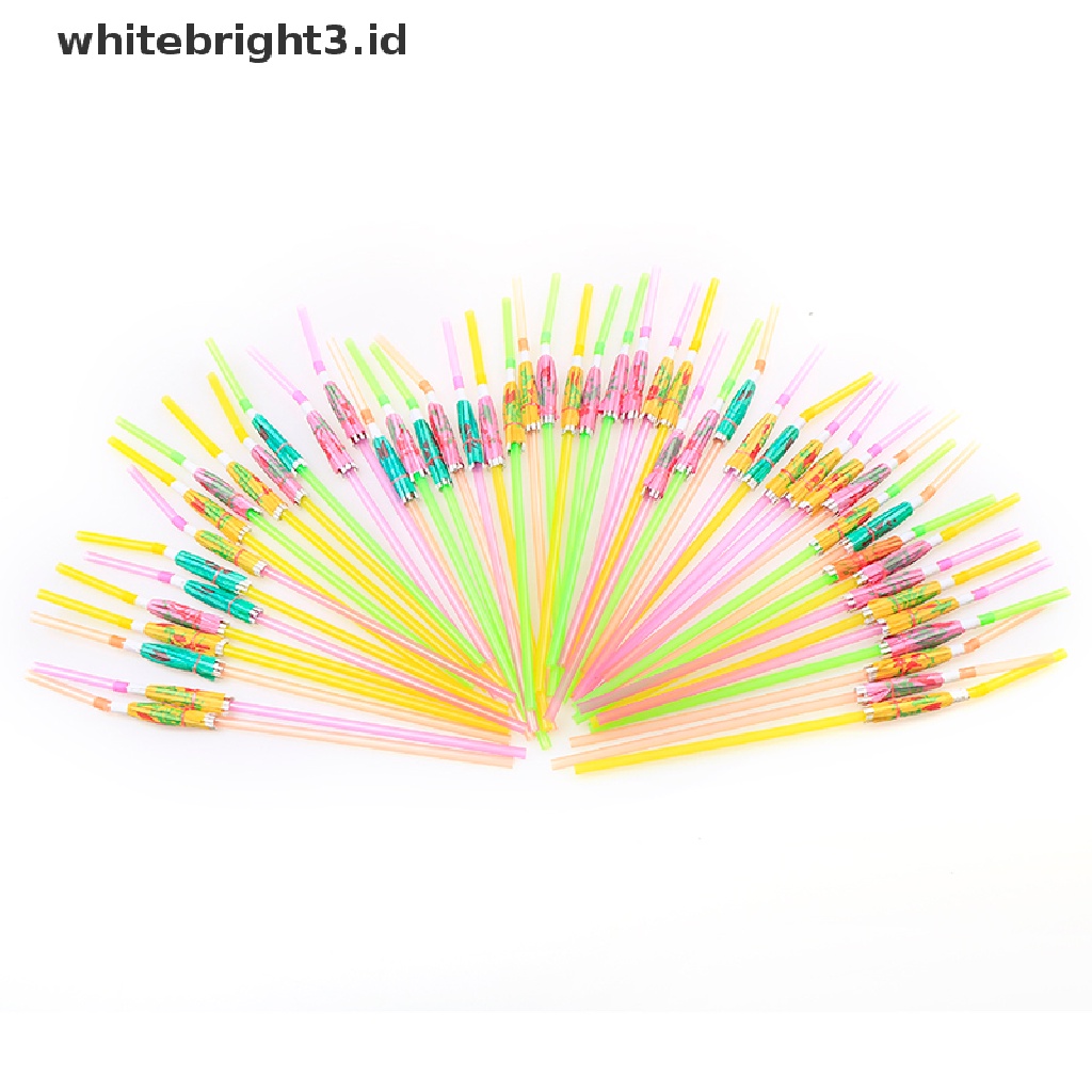 (whitebright3.id) 50pcs Sedotan Jus Buah / Cocktail Bentuk Payung Bahan Plastik