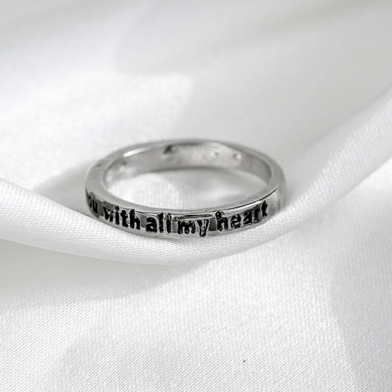 Alloy ring with simple lettering Korean fashion