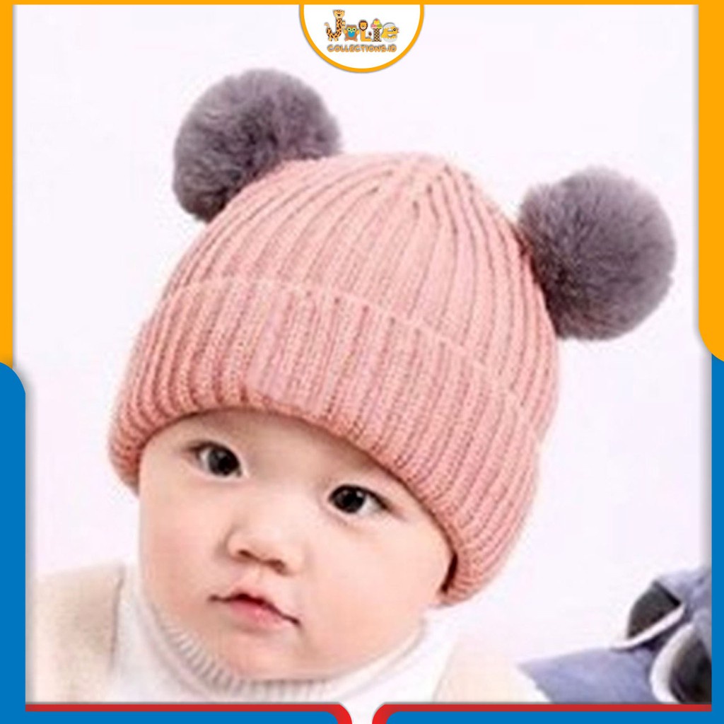 topi rajut kupluk pompom bayi dan anak rajut kupluk