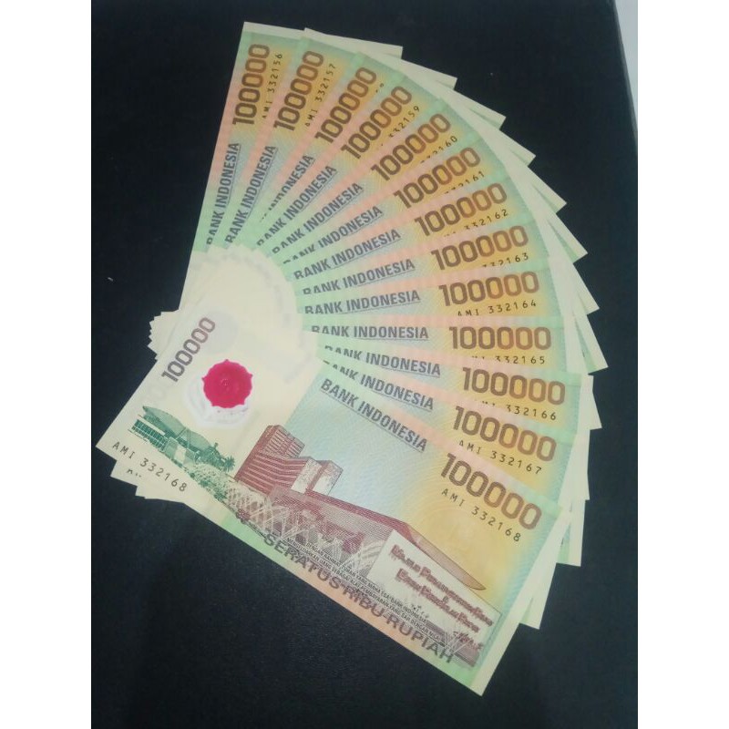 Uang kuno uang lama 100.000 polymer seri urut 10 lembar gress