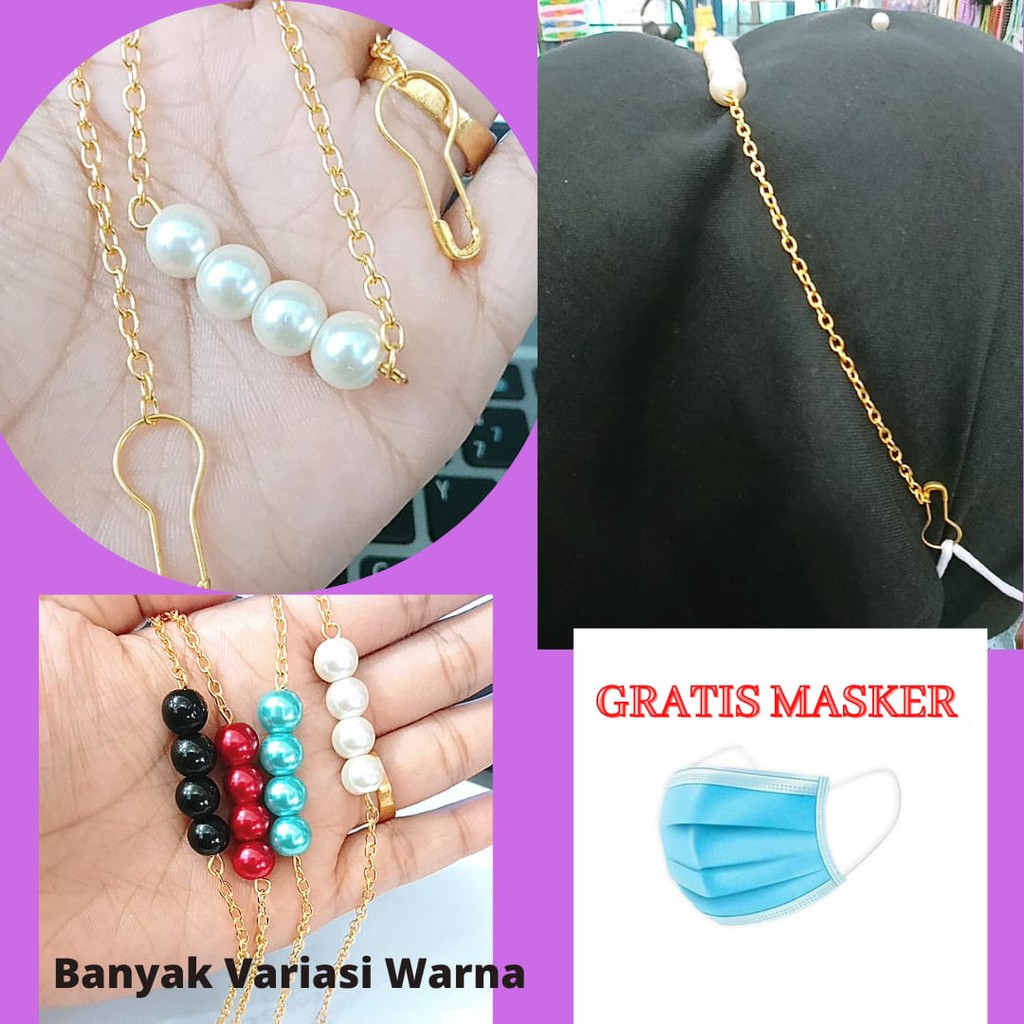 Konektor Masker Mutiara Konektor hijab konektor masker mutiara panjang pengait mask Tokopelanginicer