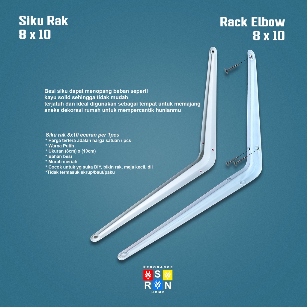 Siku Rak Besi L Putih Uk. 8x10 Inch l Shelf Bracket l Resonance Home