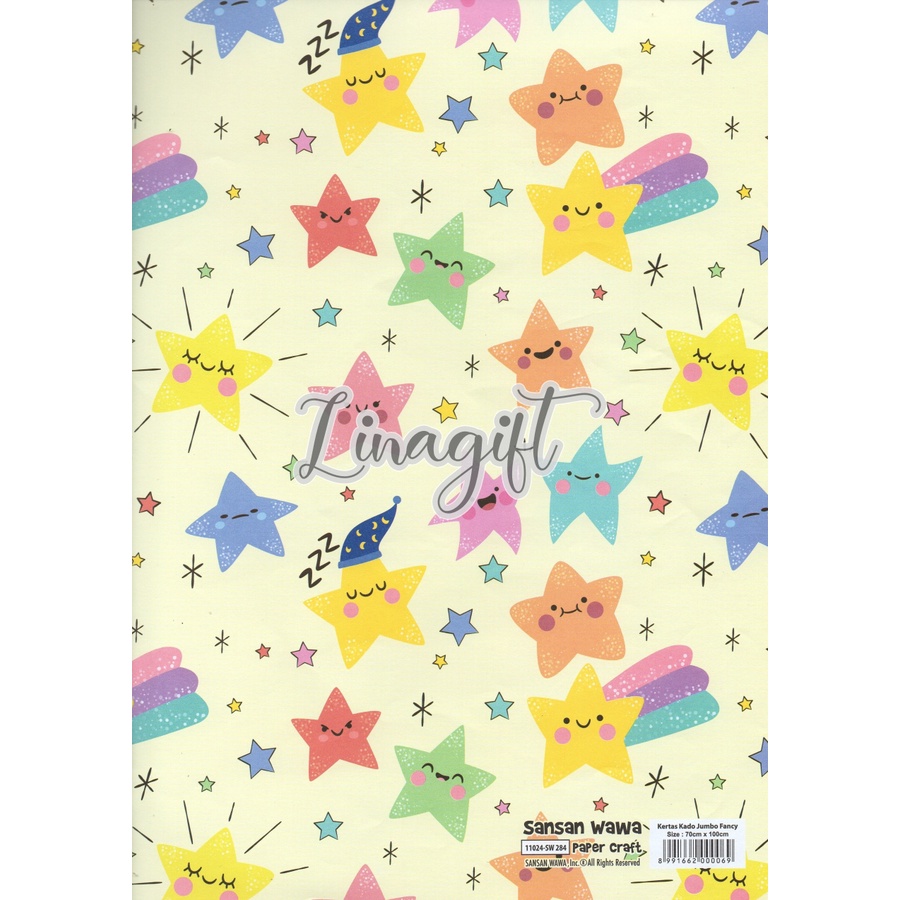 ( 5 Lembar ) JUMBO STARS - KERTAS KADO SANWA - GIFT WRAP PAPER SANSAN WAWA BINTANG VINTAGE UNIVERSAL BABY CLASSIC UNIVERSE CUTE TWINKLE STARS