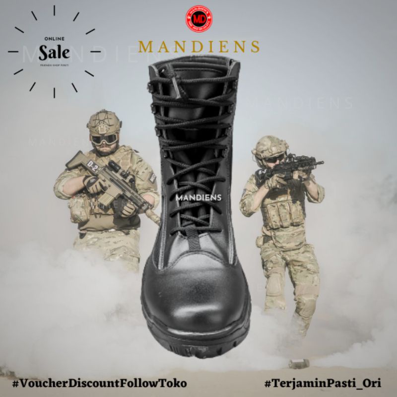 MANDIENS Sepatu Safety PDL TACTICAL TNI POLRI Kulit Asli Type Weba - PDL Jatah Lapangan BRIMOB SATPAM - Boots PDL Gurun Berkualitas Branded Terbaik Original