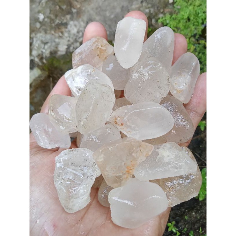 Natural Ice Quartz / Kecubung Air Es / Kinyang ( Rough / Bahan Batu Akik - bukan bacan giok opal )