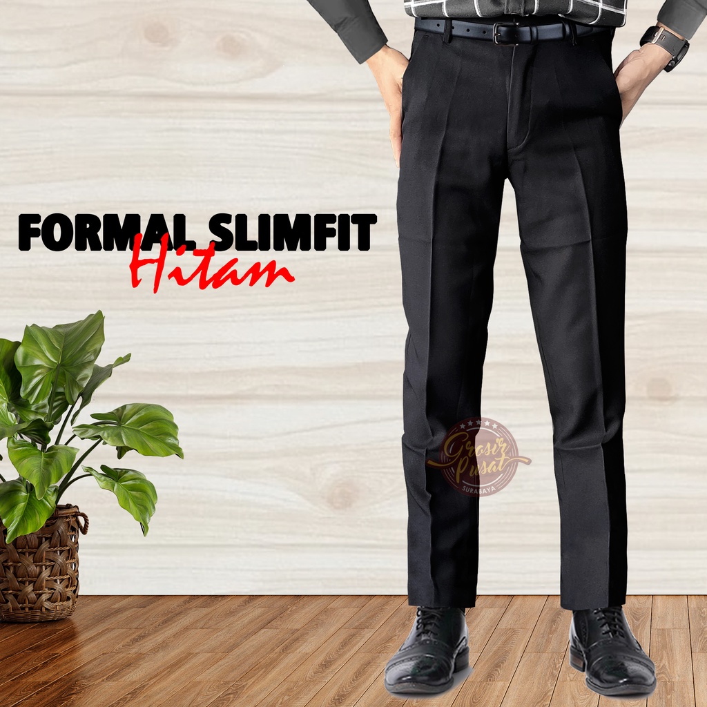 Celana Kerja Panjang Formal Slim Fit Kantor Pria 27 - 38