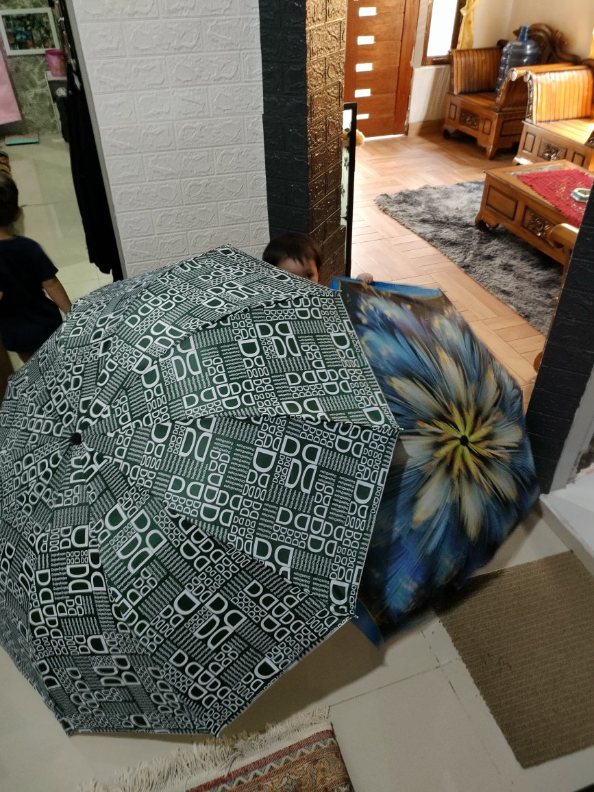 Payung Lipat 4 Motif Firework Dalam Hitam Anti Uv