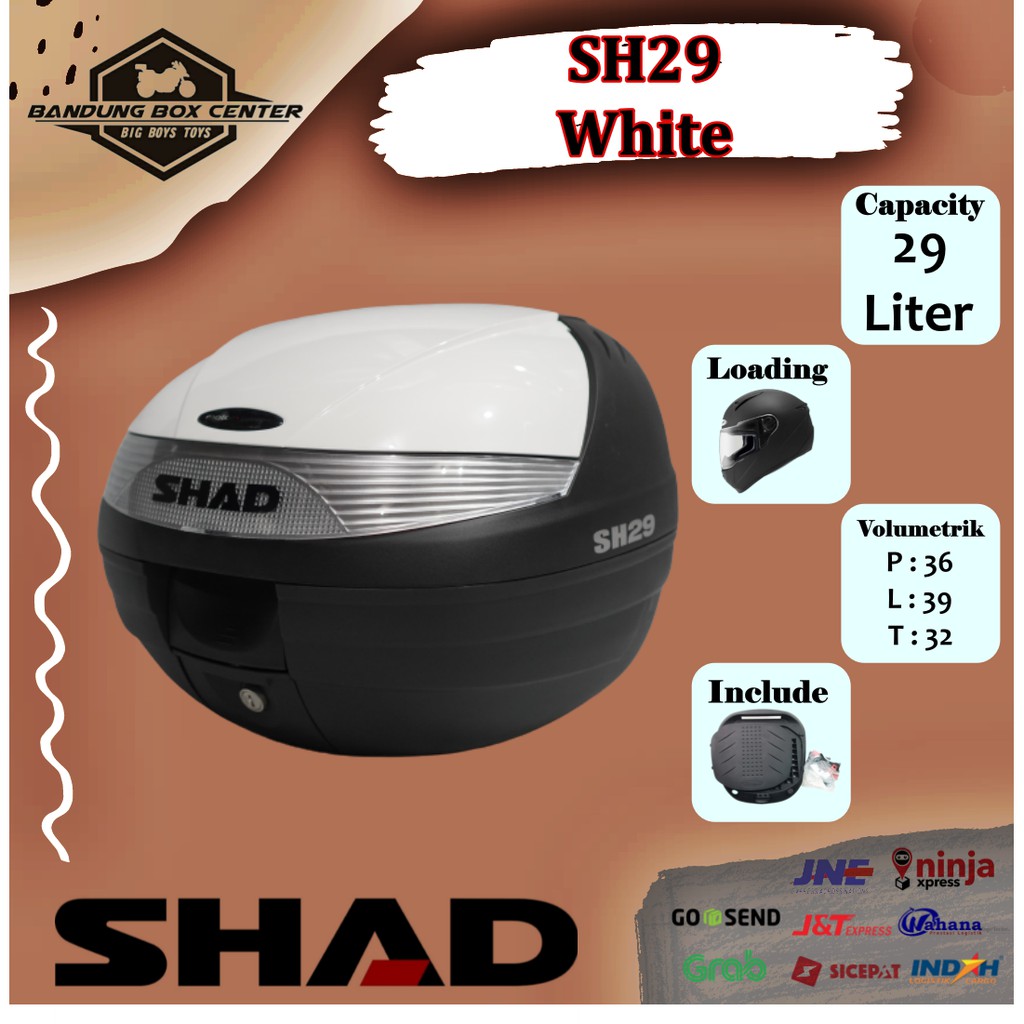Box Motor Box Touring Bagasi Motor Shad SH29 White Shad SH 29 Putih Solid