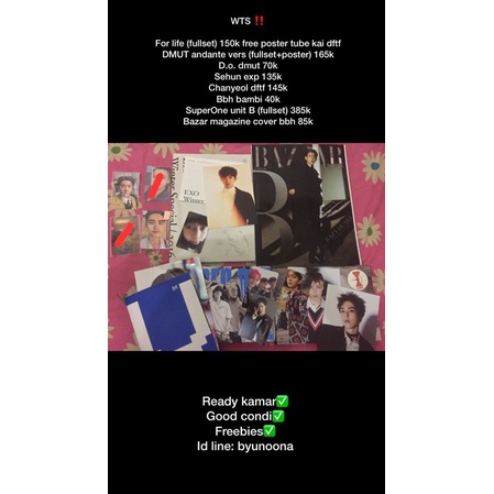 Album EXO, SuperM, Baekhyun cover magazine, Photocard kyungsoo, sehun.