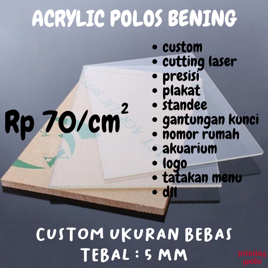 AKRILIK CUSTOM 5 mm BENING / TRANSPARAN CUTTING LASER UKURAN BEBAS