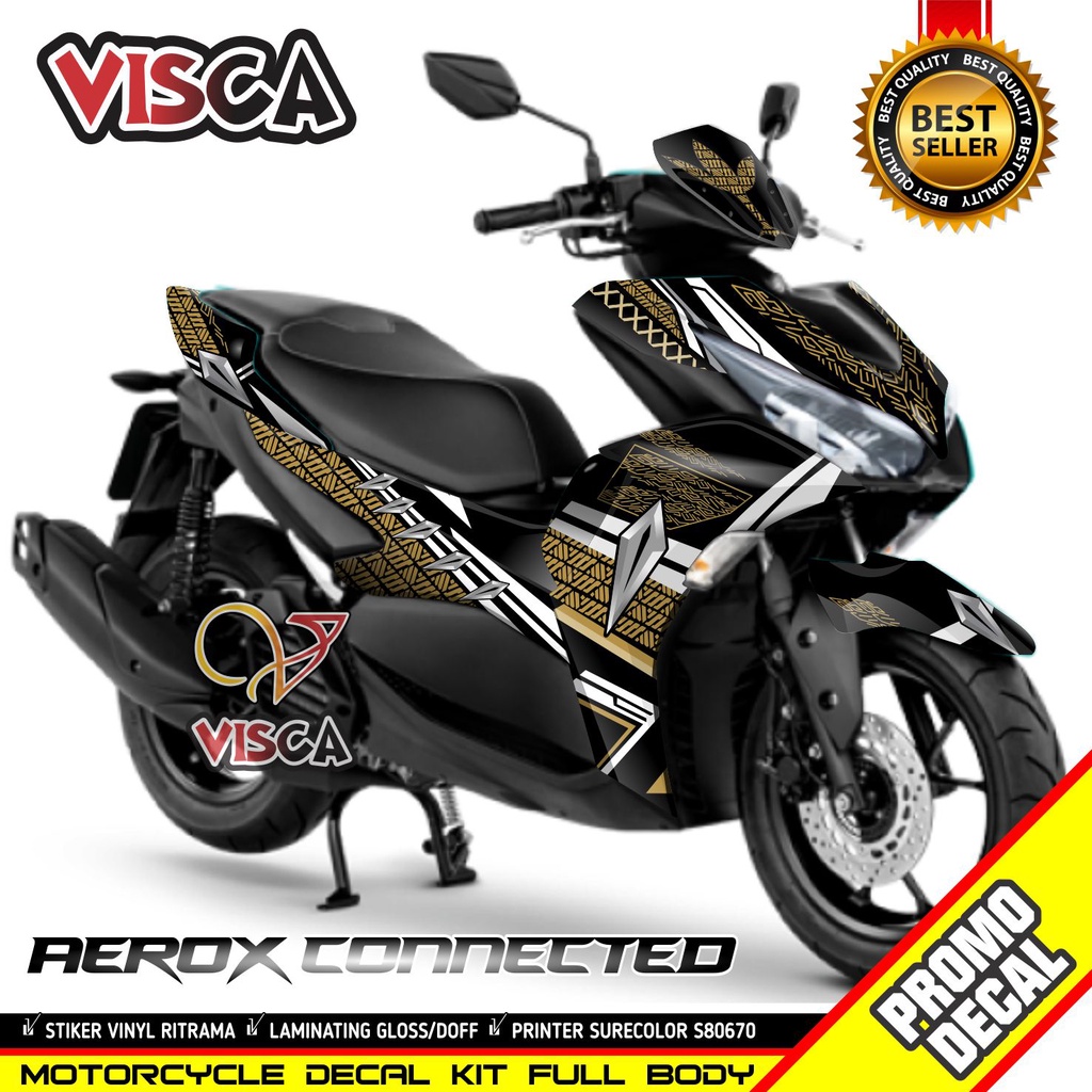 Decal Aerox 155 Full Body Stiker Aerox 155 New Striping All New Aerox 155 Connected BlackP