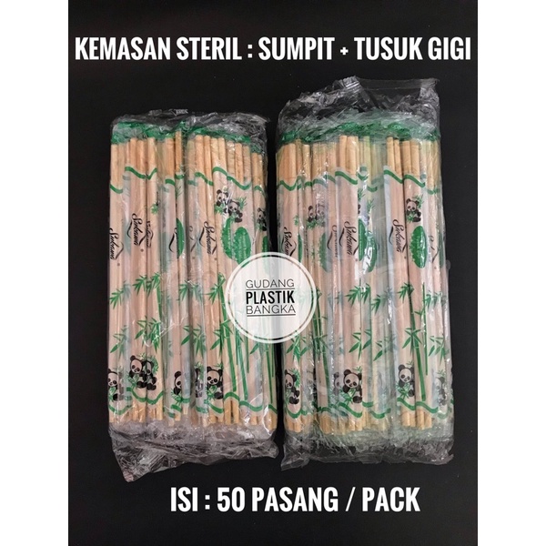 Sumpit Bambu + Tusuk Gigi (Isi 50 Pasang) / Sumpit Panda / Sumpit Sukawa / Sumpit Seika