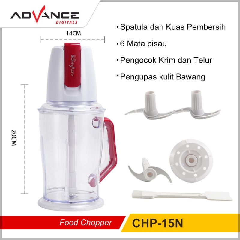 Advance 1.5L food Chopper Elektrik CHP-15N Multifungsi |Garansi Resmi Advance 1 Tahun