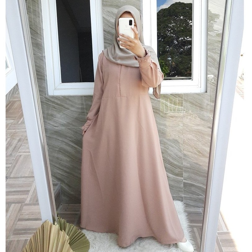 Gamis Basic Wolfis Polos/ Dress Wolfis Basic Syar'i Mewah