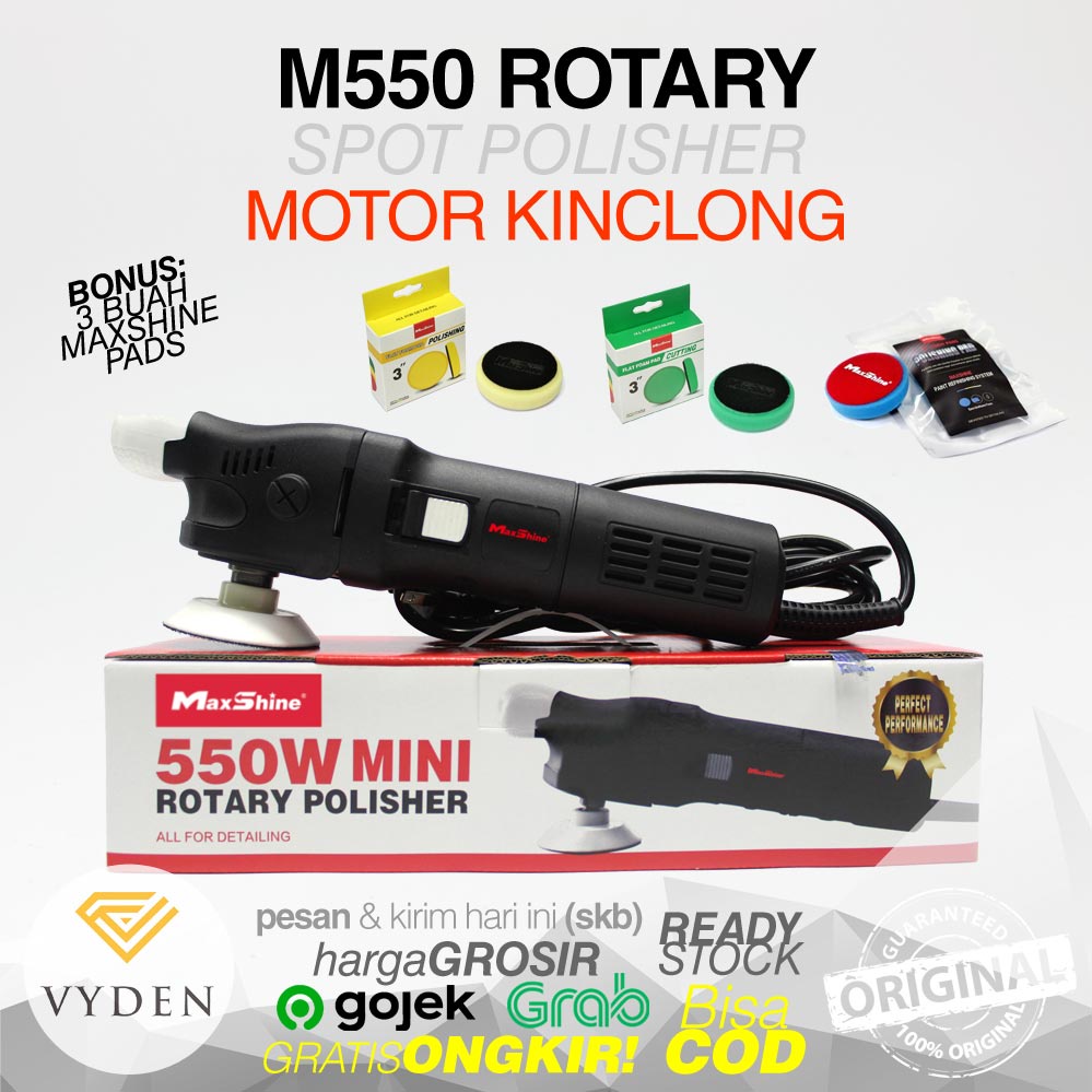 Mesin Poles Mini Rotary Polisher MaxShine M550 Spot Mobil Motor Sepeda Sela Lekukan Pengkilap Pembersih Body Baret Dalam Halus