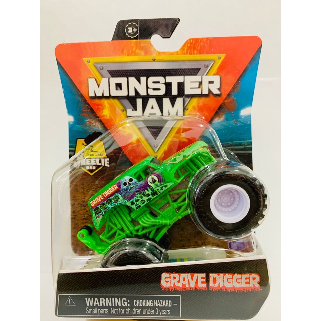 Monster Jam Wheelie Bar GRAVE DIGGER Hijau Scale 1/64 Trucks Hot Wheels Mobil Mainan Anak Terbaru