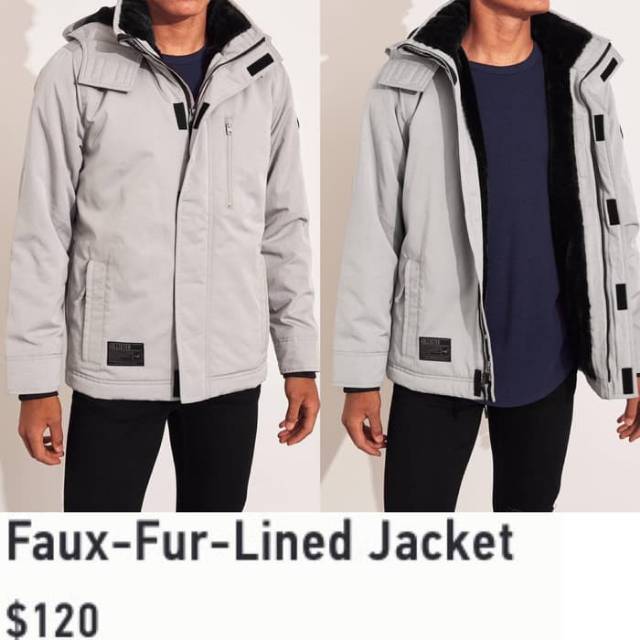 holister faux lined jaket hoodie