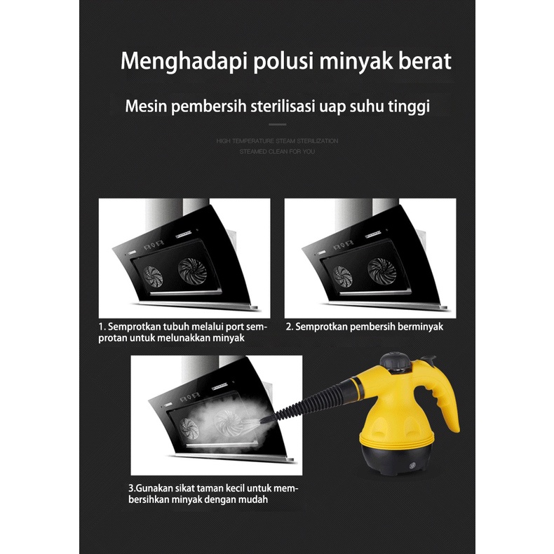 Mesin Steam Cleaner Pembersih Uap Listrik Portabel Steamer Genggam Rumah Tangga Rumah Kantor Kamar Membersihkan Peralatan Lampiran Alat Sikat Dapur