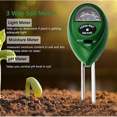 Soil Moisture Meter 3 IN 1 - Alat Ukur PH/Kelembaban/Intensitas Cahaya