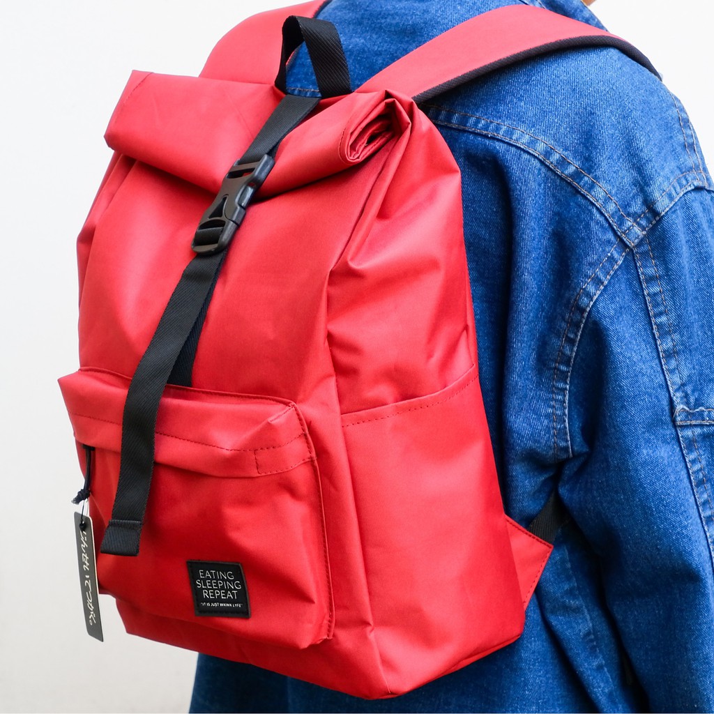 Tas Ransel Backpack Multifungsi Wanita Warna Merah