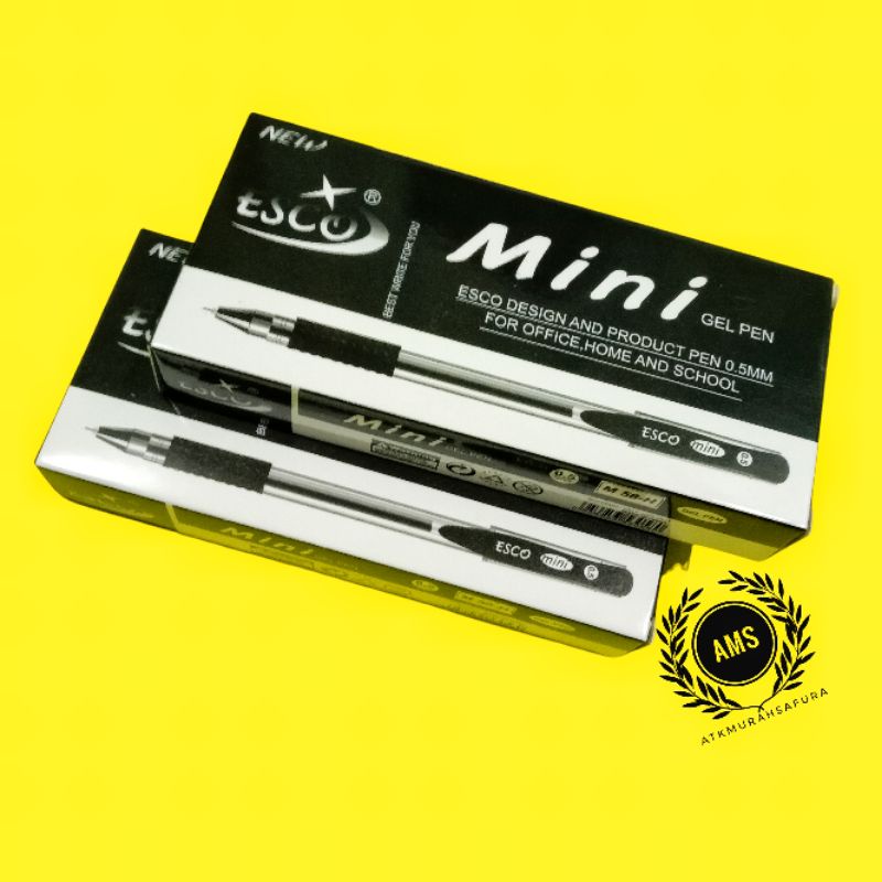 

pulpen mini GEL SELUSIN 12 PCS / ballpoint gel ESCO MINI GEEL/ PEN GEL HITAM 1LUSIN MURAH