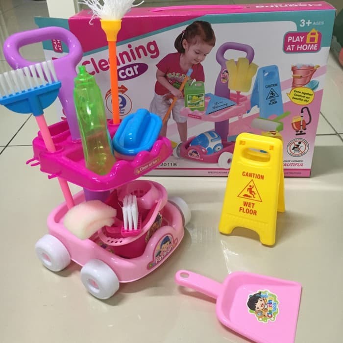 Mainan Edukasi Anak Cleaning Car Trolley Set Kebersihan M166