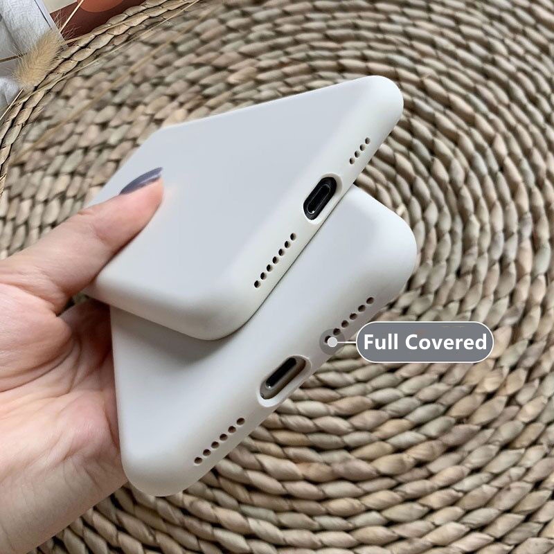 Case Bahan Silikon Cair Warna Putih Untuk iPhone 13 14 PRO Max 13 11 PRO Max 12 11 SE XS Max XR 78 Plus