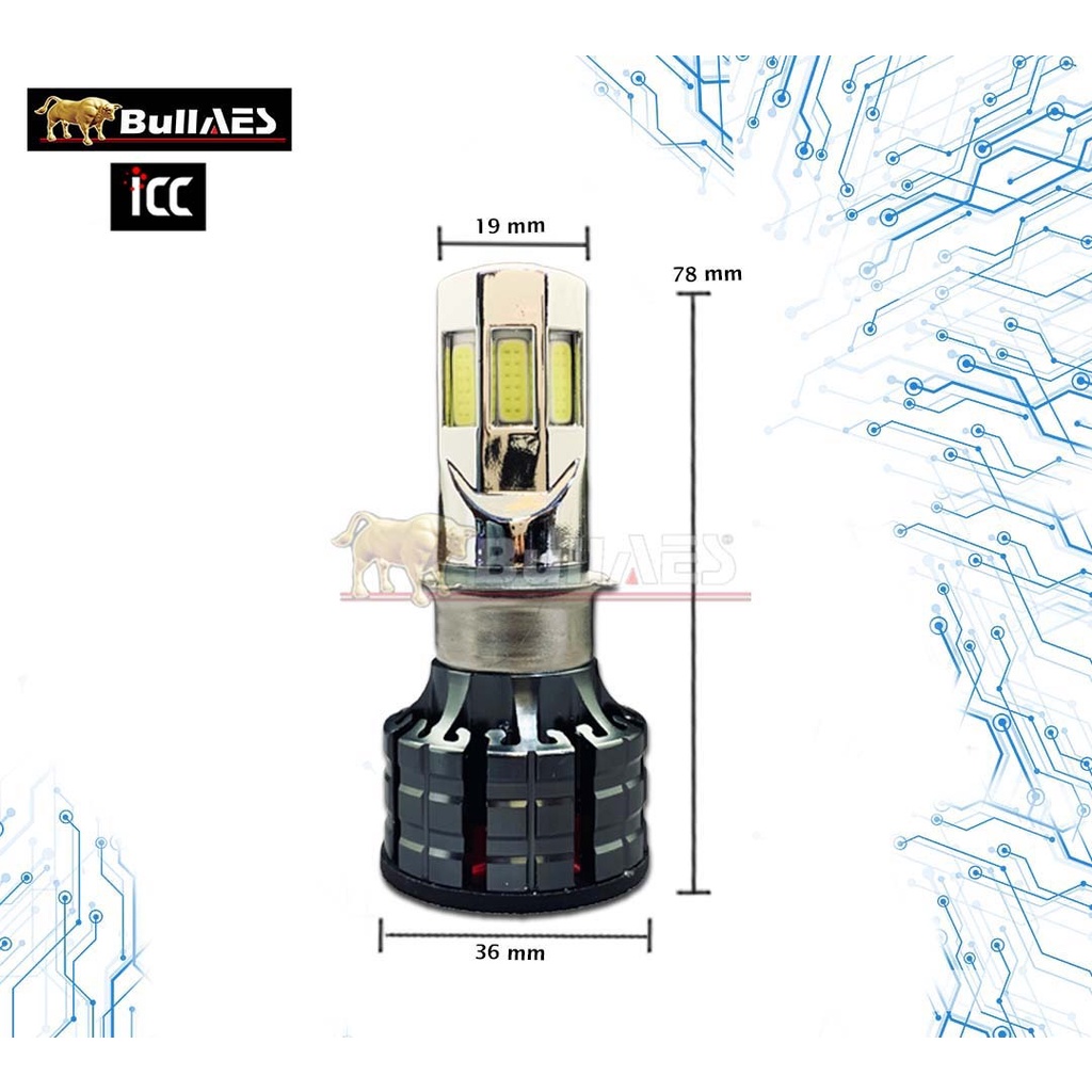 Lampu Led ICC Motor 6 Sisi H6 H4 AC DC 30 Watt ICC 6 Mata Original M06E+