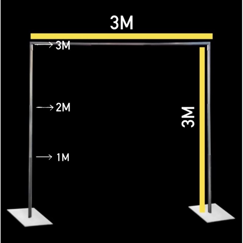 Tiang Backdrop / Tiang Dekorasi / Tiang Gawang Besi 3x3 kaki plat