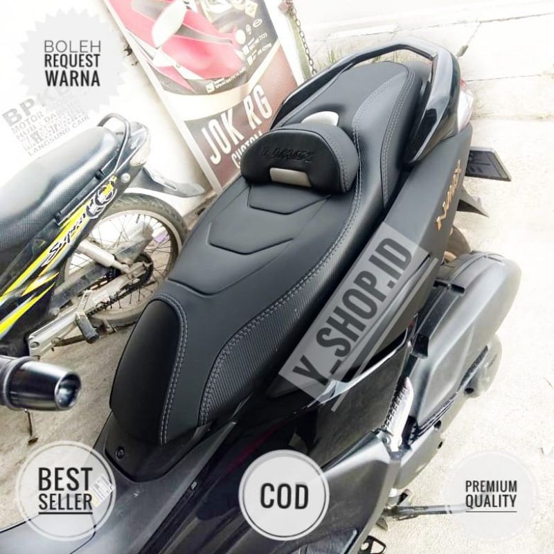 Sarung kulit Jok Custom Modifikasi Hitam List Abu Yamaha Nmax Old New Nmax