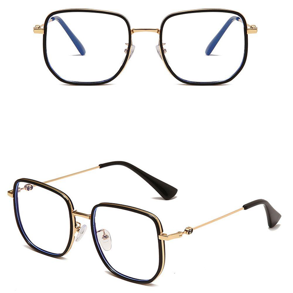 Mxbeauty Kacamata Anti Cahaya Biru Ins Style Fashion Warna Hitam Vintage Square Frame Eyewear