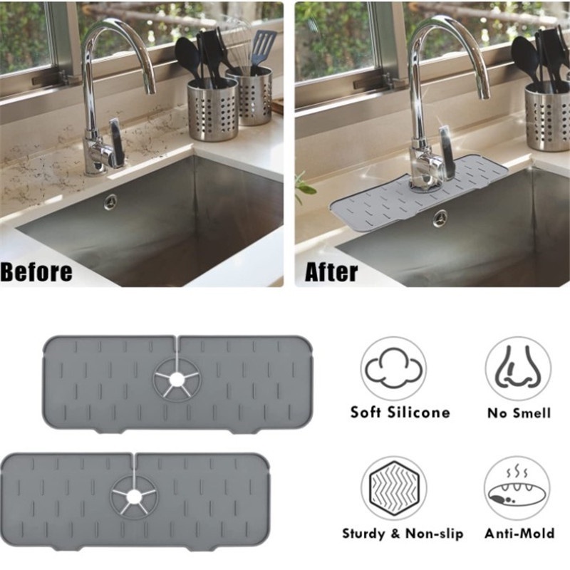 【COD】18CM Alas Pelindung Keran Wastafel Dapur /  Silicone Faucet Mat for Kitchen Sink /Faucet Sink Splash Guard