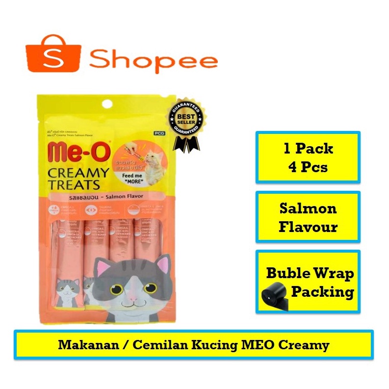 Makanan Kucing / Cemilan Kucing Me-O Meo Creamy Rasa SALMON 1 Pack 60 gr (4x15gr) Cemilan Snack