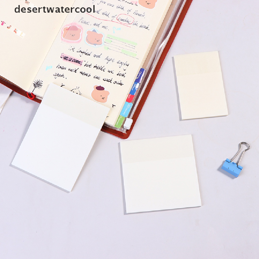 Deid 50 Lembar Kertas Memo Sticky Note Transparan Anti Air