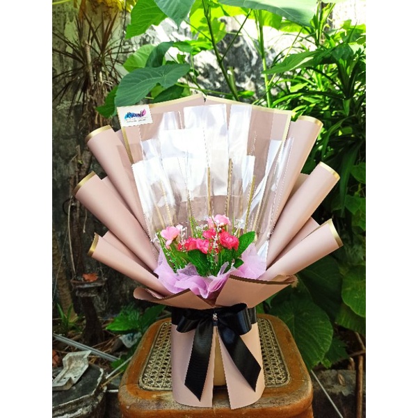 Kerangka Buket uang kosong / Rangka Buket kosong 5-10 lembar + bunga palsu